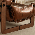 Vintage Ash Wood Leather Sofa Sectionals with Cloud-Cushioned Comfort