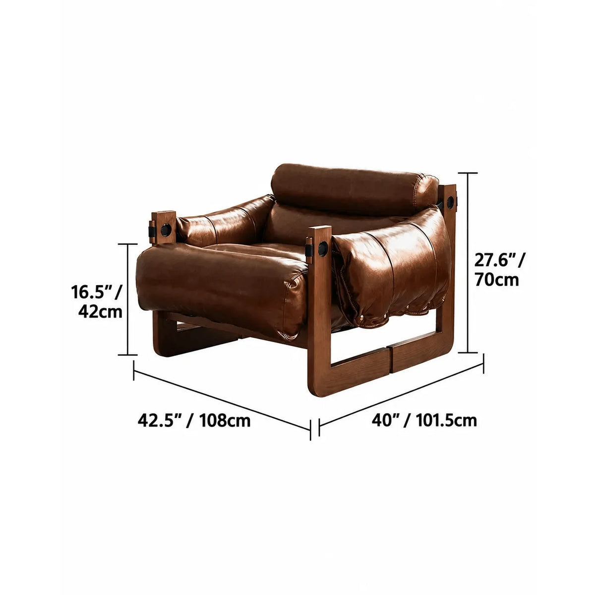 Vintage Ash Wood Leather Sofa Sectionals with Cloud-Cushioned Comfort