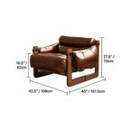 Vintage Ash Wood Leather Sofa Sectionals with Cloud-Cushioned Comfort Dimensions
