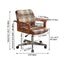 Vintage Ash Wood Plaid Office Chair Series with Curved Arms and Swivel Base Dimensions