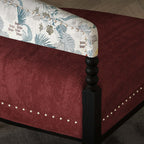 Vintage Bohemian Accent Chair with Floral Fabric and Red Upholstery