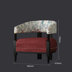 Vintage Bohemian Accent Chair with Floral Fabric and Red Upholstery Dimensions