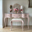 Vintage Carved Vanity With 3-Part Mirror In Soft Pink Main Product Image