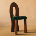 Vintage Dining Chair with Sculptural Back and Velvet Upholstery