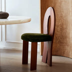 Vintage Dining Chair with Sculptural Back and Velvet Upholstery Main Product Image