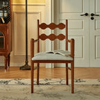 Vintage Dining Chair with Sculptural Wavy Back and Solid Ash Frame