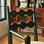Vintage Dining Chair with Sculptural Wavy Back and Solid Ash Frame