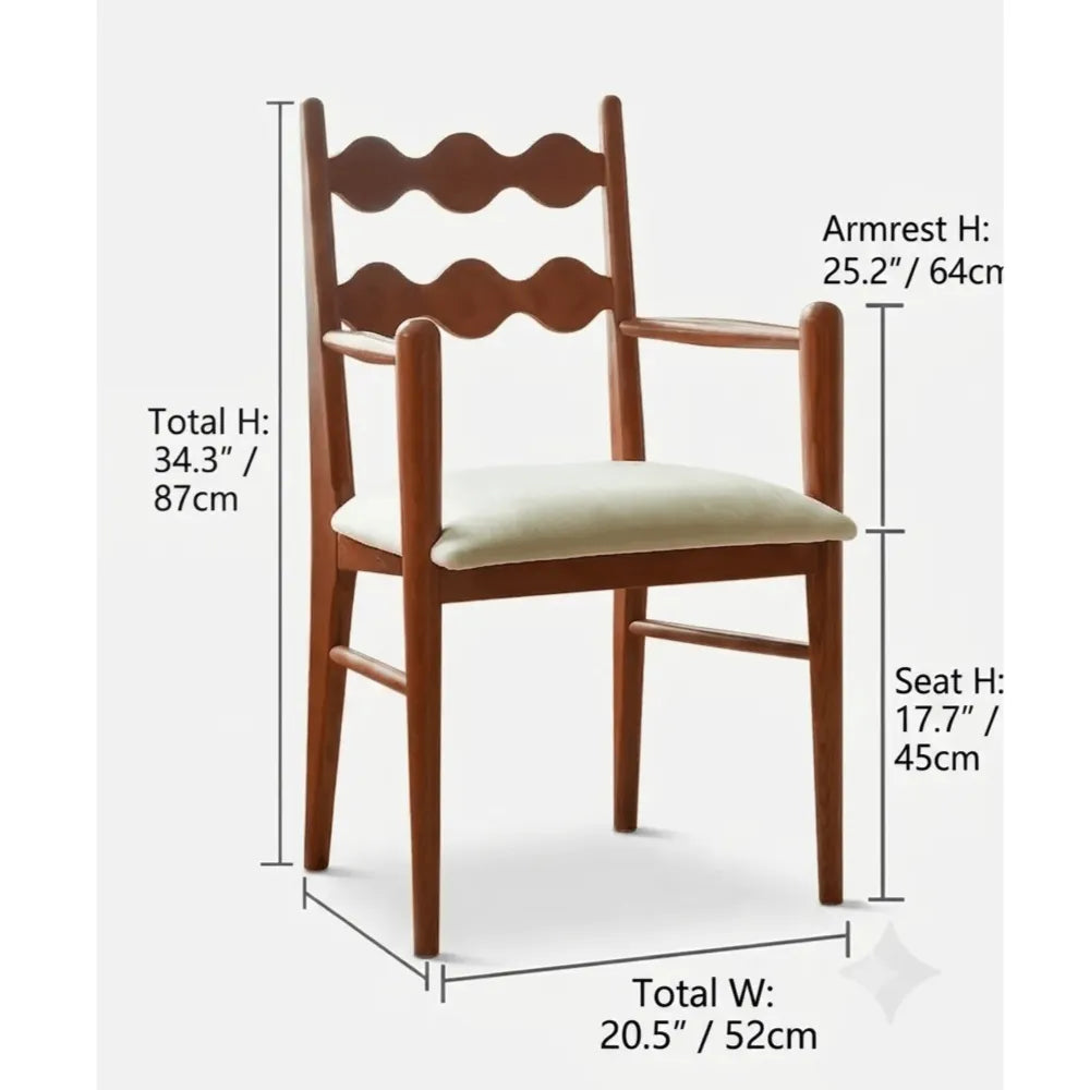 Vintage Dining Chair with Sculptural Wavy Back and Solid Ash Frame