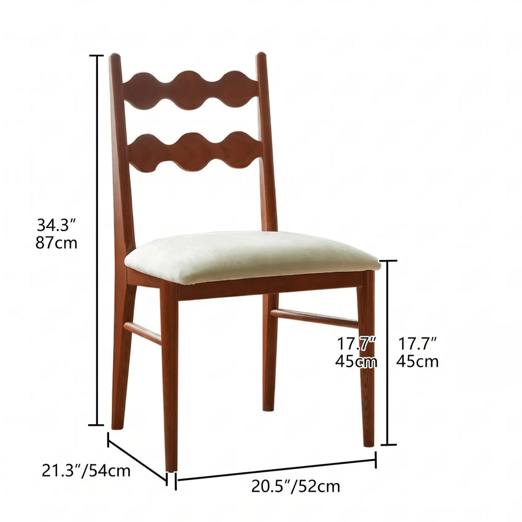 Vintage Dining Chair with Sculptural Wavy Back and Solid Ash Frame