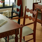 Vintage Dining Chair with Sculptural Wavy Back and Solid Ash Frame