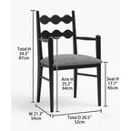 Vintage Dining Chair with Sculptural Wavy Back and Solid Ash Frame Dimensions