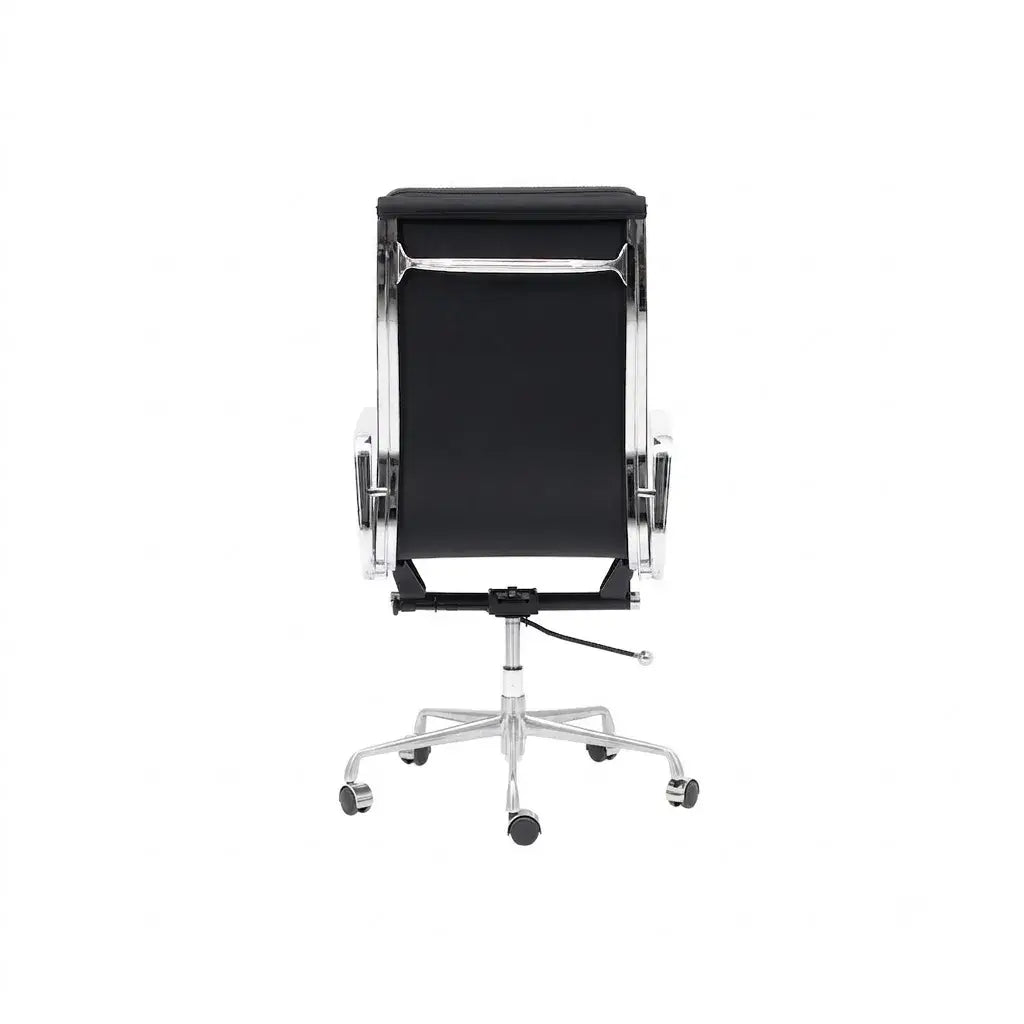 Vintage Executive Office Chair in Matte Leather and Aluminum