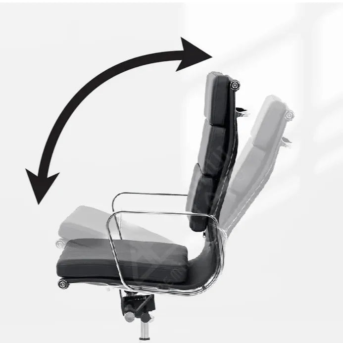 Vintage Executive Office Chair in Matte Leather and Aluminum