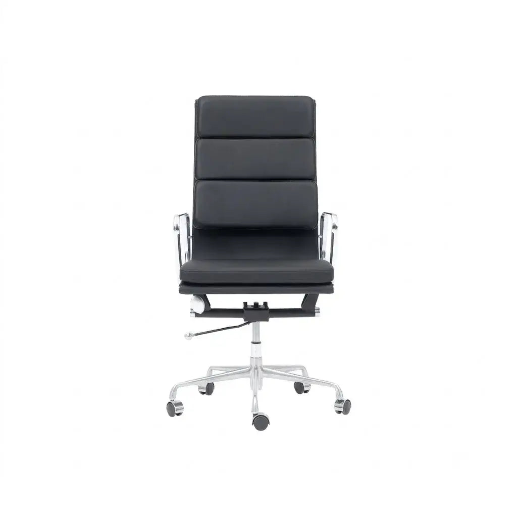 Vintage Executive Office Chair in Matte Leather and Aluminum