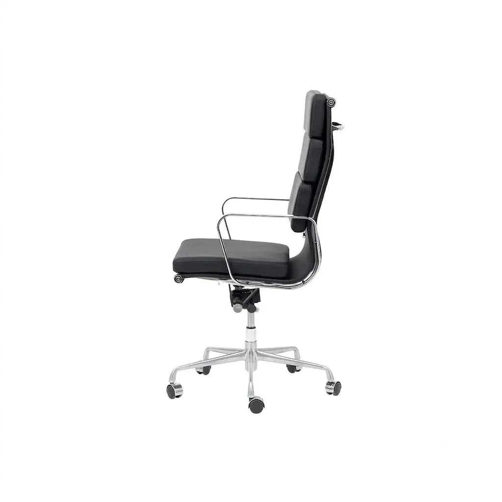 Vintage Executive Office Chair in Matte Leather and Aluminum