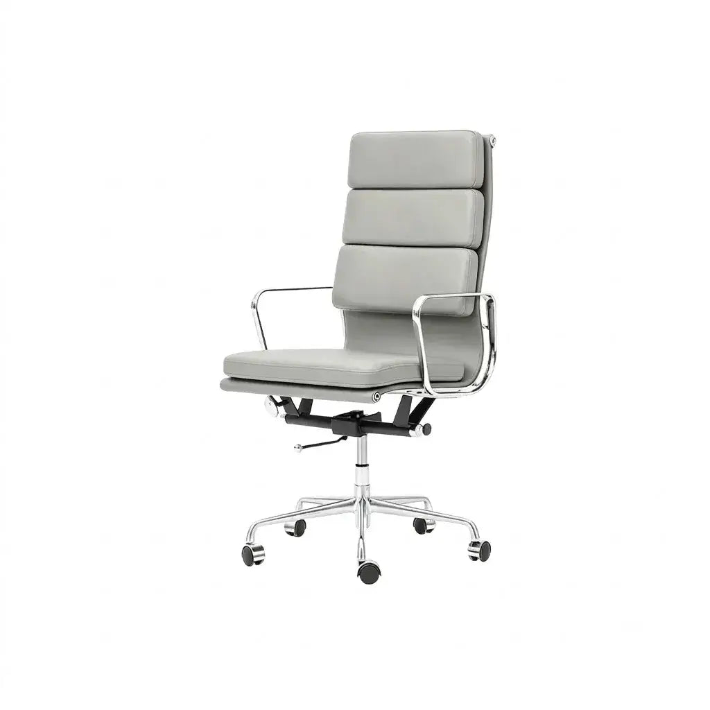 Vintage Executive Office Chair in Matte Leather and Aluminum