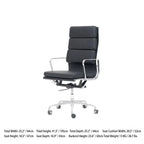 Vintage Executive Office Chair in Matte Leather and Aluminum Dimensions