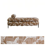 Vintage Fabric Bench with Sculptural Waves and Tapered Metal Legs