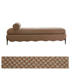 Vintage Fabric Bench with Sculptural Waves and Tapered Metal Legs