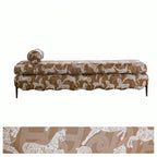 Vintage Fabric Bench with Sculptural Waves and Tapered Metal Legs