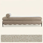 Vintage Fabric Bench with Sculptural Waves and Tapered Metal Legs