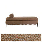 Vintage Fabric Bench with Sculptural Waves and Tapered Metal Legs