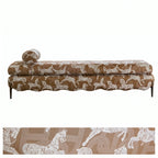 Vintage Fabric Bench with Sculptural Waves and Tapered Metal Legs