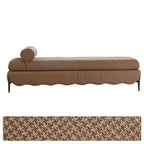 Vintage Fabric Bench with Sculptural Waves and Tapered Metal Legs