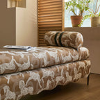 Vintage Fabric Bench with Sculptural Waves and Tapered Metal Legs