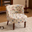 Vintage Floral Accent Chair Series With Ottoman, Curved Back and Wood Legs