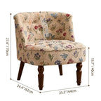 Vintage Floral Accent Chair Series With Ottoman, Curved Back and Wood Legs Dimensions