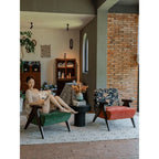 Vintage Floral Accent Chair Series With Ottoman, Green Velvet and Solid Wood Frame Main Product Image