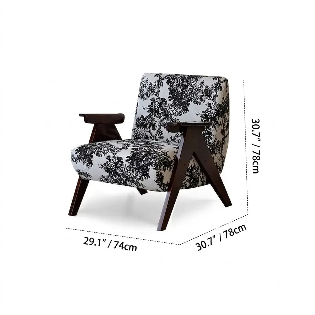 Vintage Floral Accent Chair Series With Ottoman, Green Velvet and Solid Wood Frame
