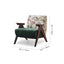 Vintage Floral Accent Chair Series With Ottoman, Green Velvet and Solid Wood Frame Dimensions