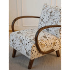 Vintage Floral Accent Chair with Walnut Wood Arms for Reading Nooks