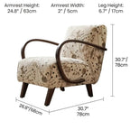 Vintage Floral Accent Chair with Walnut Wood Arms for Reading Nooks Dimensions