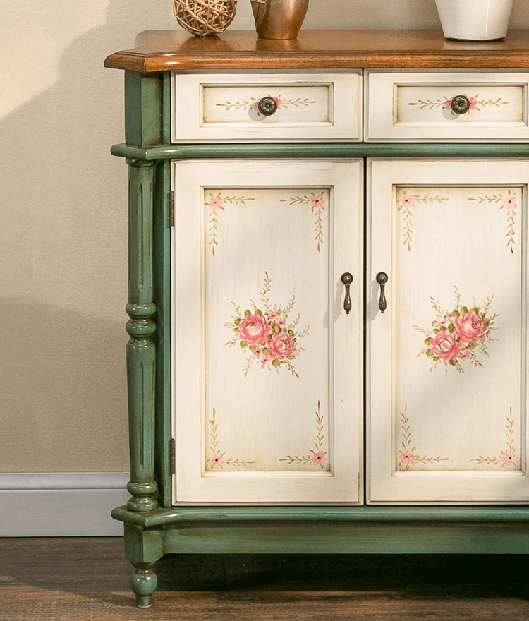 Vintage Floral Double-Door Display Shoe Rack