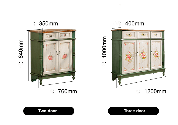 Vintage Floral Double-Door Display Shoe Rack