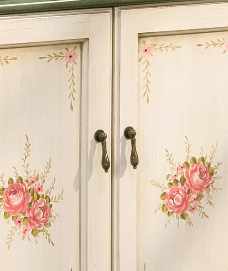 Vintage Floral Double-Door Display Shoe Rack