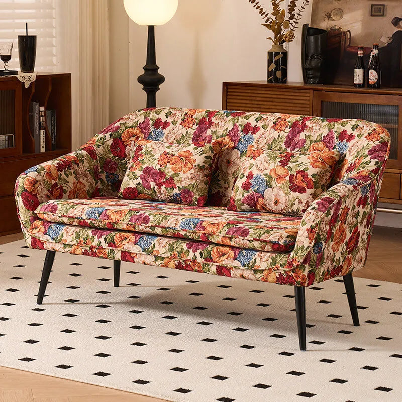 Vintage Floral Sofa Collection With Cotton Linen Upholstery and Embrace Arms