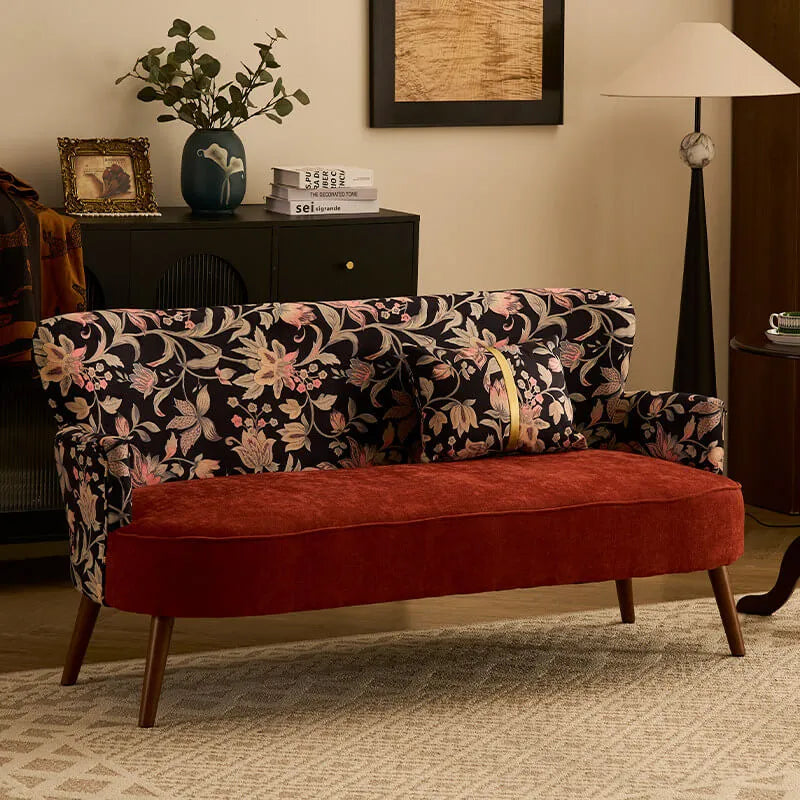 Vintage Floral Sofa Series With Colorblock Velvet, Solid Wood Legs Main Product Image Image principale du produit