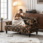 Vintage Floral Sofa With Jacquard Upholstery and Solid Wood Legs
