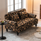 Vintage Floral Sofa With Jacquard Upholstery and Solid Wood Legs