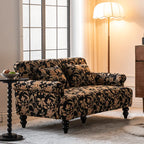 Vintage Floral Sofa With Jacquard Upholstery and Solid Wood Legs