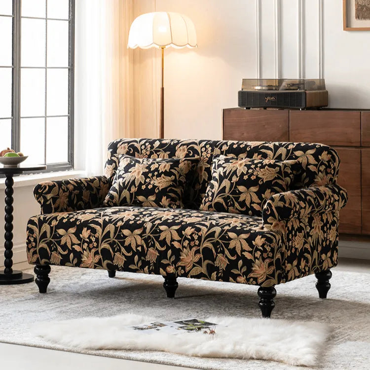 Vintage Floral Sofa With Jacquard Upholstery and Solid Wood Legs Main Product Image Image principale du produit