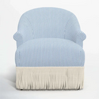 Vintage Fringe Chair with Fan Back, Striped and Checked Accent Seat