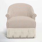 Vintage Fringe Chair with Fan Back, Striped and Checked Accent Seat