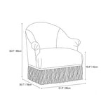 Vintage Fringe Chair with Fan Back, Striped and Checked Accent Seat Dimensions