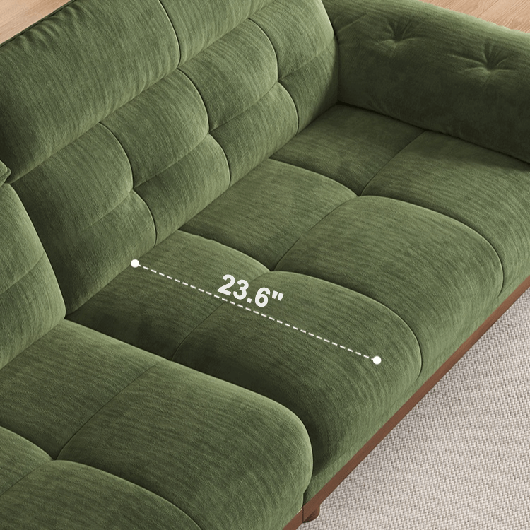 Vintage Green Chenille Sofa With Adjustable Headrest
