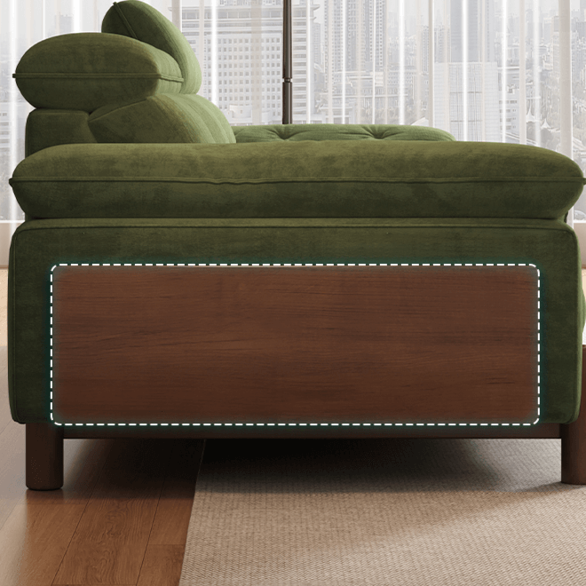 Vintage Green Chenille Sofa With Adjustable Headrest